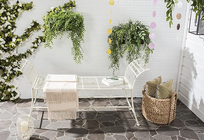 Safavieh Outdoor Collection Hadley Antique White Bench