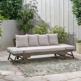 Christopher Knight Home Gary Patio Convertible Couch, Wooden Outdoor Daybed - Photo 8