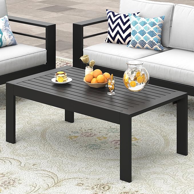 Wisteria Lane Outdoor Furniture Patio Coffee Table, Rectangle Outdoor Coffee Table - Photo 1
