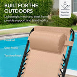 Best Choice Products Outdoor Folding Rocking Chair, Zero Gravity Lounge Chair, Patio Rocker w/Headrest Pillow - Beige - Photo 7