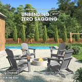 Folding Adirondack Chair, HDPE All-Weather Outdoor Chair with Cup Holder, Wooden Textured, Fire Pit Chair - Photo 2