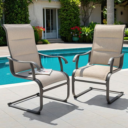 NUU GARDEN Patio Dining Chairs Set of 2, Outdoor Textilene Dining Chairs with Breathable Fabric, Patio Chairs for Backyard Deck Porch, Grayish Beige