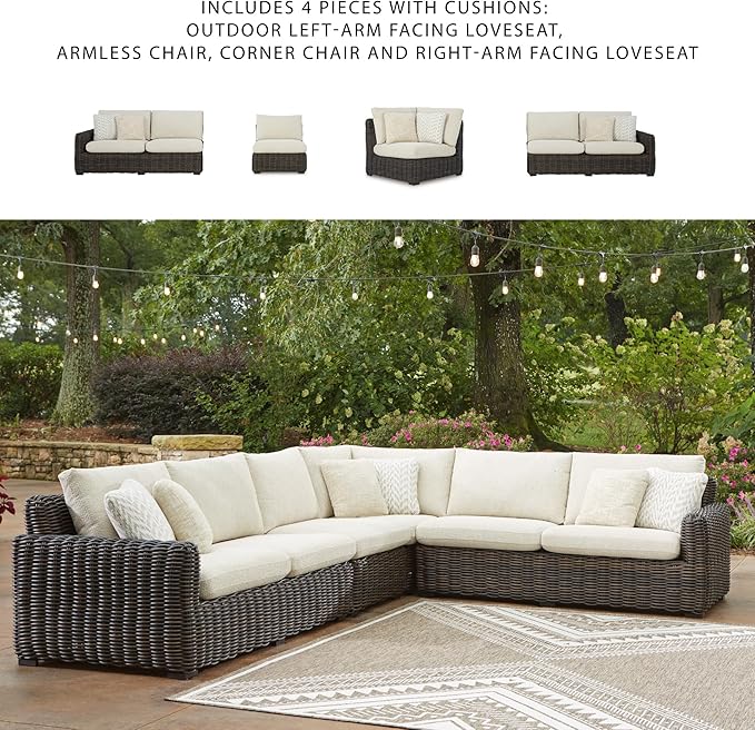Signature Design by Ashley Kimora Right-Arm Facing Contemporary 4-Piece Outdoor Sectional with Cushion and 6 Throw - Photo 6