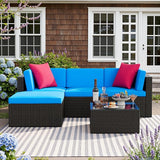 Devoko 5 Pieces Patio Furniture Sets All Weather Outdoor Sectional Patio Sofa Manual Weaving Wicker Rattan Patio - Photo 1