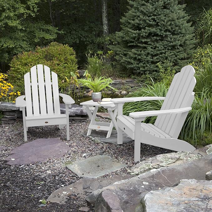 highwood Classic Westport Adirondack Chairs with Side Table, White