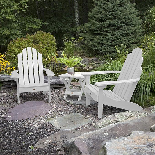 highwood Classic Westport Adirondack Chairs with Side Table, White