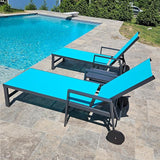 PURPLE LEAF Patio Chaise Lounge 4 Pieces Aluminum Recliner Chair with Wheels and Armrests Lounger for Deck Pool - Photo 3