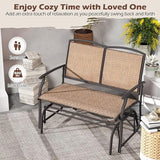 Giantex Patio Glider, 2-Person Outdoor Rocking Chair with Metal Frame and Breathable Fabric, Load 400 Lbs - Photo 7