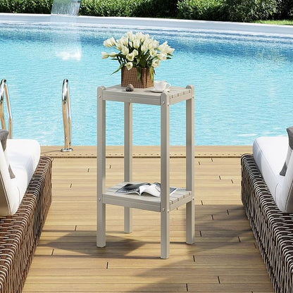 Costaelm Outdoor Side Table, 2-Tier Small Patio Coffee Tables for Outside, Outdoor End Tables for Patio, Adirondack Side Table for Outside for Pool, Porch, Garden, Sand