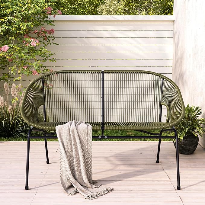 GDFStudio Patio Loveseat All-Weather Rattan 2 Seater Sofa Outdoor Patio Furniture Set for Balcony Poolside Backyard - Photo 1