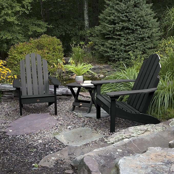 highwood Classic Westport Adirondack Chairs with Side Table, Black