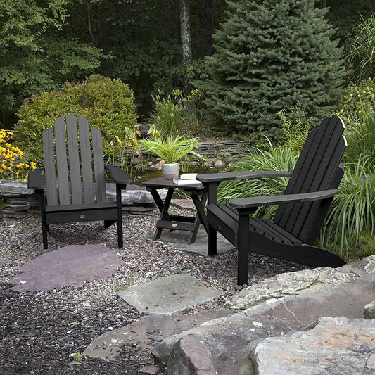highwood Classic Westport Adirondack Chairs with Side Table, Black