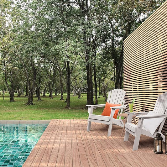 FUNBERRY Folding Adirondack Chair Set of 2, HDPE All Weather Fire Pit Chairs with Cup Holder for Outdoor