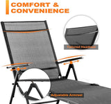 NUU GARDEN Folding Beach Lounge Chair 2-Pack, Chaise Lounge with Iron Frame and Breathable Textilene Fabric for Beach - Photo 8