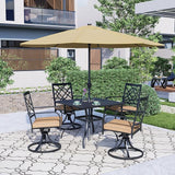 SUNCROWN 5 Pieces Outdoor Dining Set Metal Swivel Cushioned Chairs Patio Furniture Sets with Steel Slat Bistro Table - Photo 4