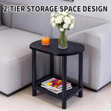 2 Tier Outdoor Side Table, Solid Wood Small Outdoor End Tables - Photo 5