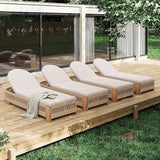Merax 4-Piece Outdoor Chaise Lounge Chair with Adjustable Backrest & Waterproof Cushion - Acacia Wood Pool Sun Lounger - Photo 1
