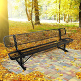 8FT Heavy Duty Park Bench with Back Portable Frame, Outdoor Metal Park Bench with Backrest - Photo 2