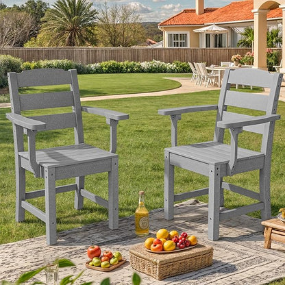 YITAHOME HDPE Chairs Set of 2, Sturdy Patio Chair w/Max Bearing 330 LBS, All-Weather Outdoor Patio Chairs for Terrace, Garden, Backyard, Poolside, White