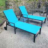 PURPLE LEAF 2 Pieces Outdoor Chaise Lounge Aluminum Patio Lounge Chair with Wheels and Armrests Outdoor Lounge Recliner - Photo 2