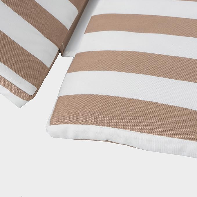 Christopher Knight Home Salem Outdoor Water Resistant Chaise Lounge Cushion, Brown And White Stripes - Photo 9