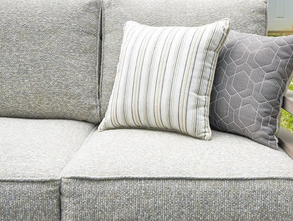 Signature Design by Ashley Hillside Barn Contemporary Nuvella Weather Resistant Fabric Outdoor Sofa with Cushion and 4 Throw Pillows, Light Brown & Light Gray