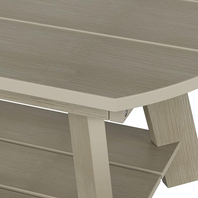 WestinTrends Tuscany Outdoor Coffee Table, All Weather HIPS 2 Tier Patio Adirondack Coffee Table, Weathered Gray