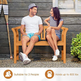 RELAX4LIFE Acacia Wood Outdoor Bench - 2 Person Patio Loveseat with Backrest and Armrests - Photo 5