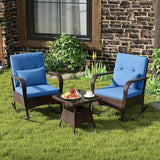 ORALNER 3 Pieces Patio Furniture Set, Outdoor Wicker Rocking Chairs with Cushions, Pillows, Glass Coffee Table - Photo 9