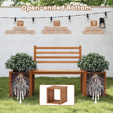 Outdoor Planter Bench with Boxes, Wood Seat with 3 Open-Ended Base Garden Beds & Backrest - Photo 4