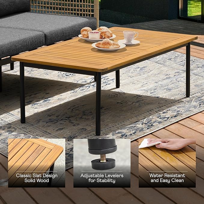 Idzo Oscar Wicker Metal Loveseat with Coffee Table – Black, 2-Seater Outdoor Sofa Set for Small Patios - Photo 5