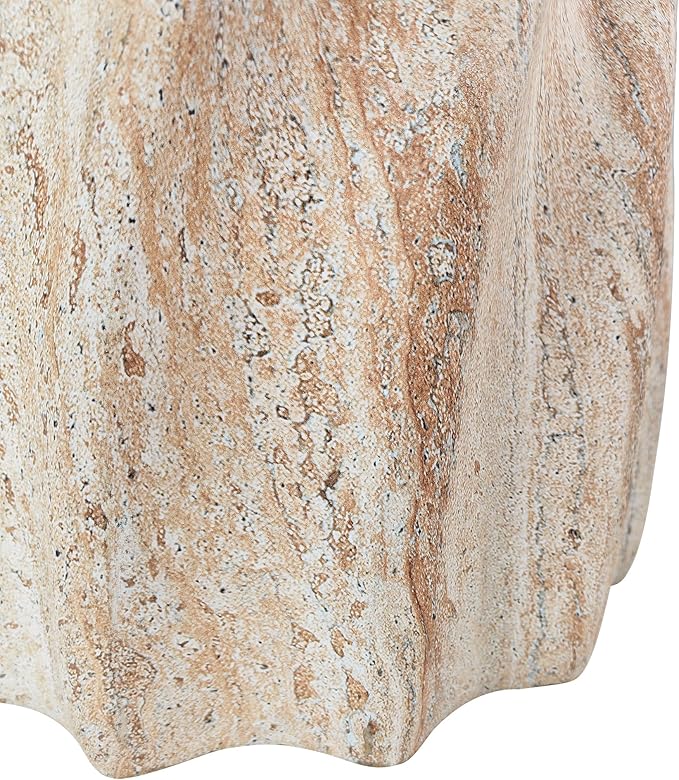 Christopher Knight Home Claire Outdoor Side Table with A Sunburst Tabletop and Hourglass Shape, Small Accent Table for Patio Balcony, Living Room End Table, Modern Backyard Furniture, Beige+Natural
