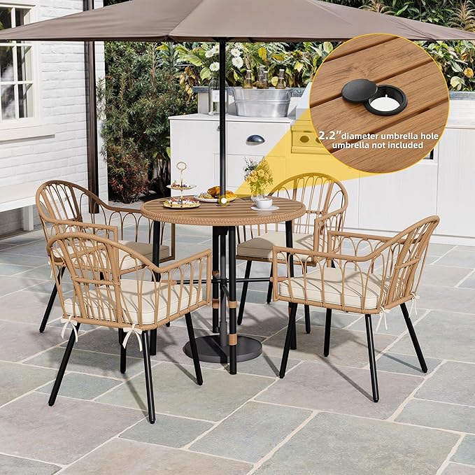 DWVO 5 Piece Patio Dining Sets, Outdoor Dining Furniture Set with 2" Umbrella Hole - Photo 2