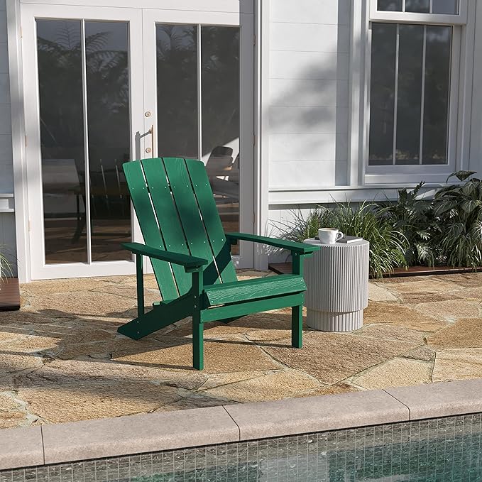 Taylor & Logan Charlestown All-Weather Poly Resin Wood Adirondack Chair in Green