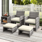 Tangkula 2 Pieces Patio PE Rattan Ottomans - Photo 8
