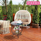 Outdoor Side Table Round Small Mosaic Patio Accent Indoor End Plant Coffee Tea Table for Yard Patio Porch Garden Living - Photo 2