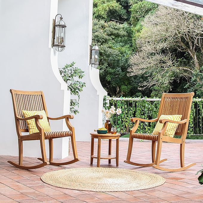 Cambridge Casual Mosko Teak Wooden Rocking Chair, Durable Outdoor Rocker for Patio, Deck, and Porch – Stylish and Comfortable Wooden Rocking Chair for Relaxing in Outdoor Spaces
