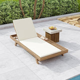 Christopher Knight Home Dami Patio Chaise Lounge Chair Outdoor with 2-Thick Cushion, Acacia Wood Poolside Sun Lounger - Photo 4