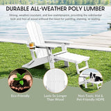 WestinTrends Malibu Folding Adjustable Adirondack Chair with Retractable Ottoman and Cup Holder (Set of 2), White - Photo 6