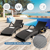 80.3" Chaise Lounge Outdoor Set of 4, Wicker Pool Lounge Chairs Outdoor with Pull-Out Side Table - Photo 7