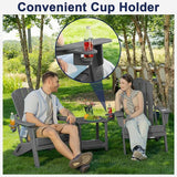 Plawdlik Folding Adirondack Chair, SGS Tested, Wooden Textured with Cup Holder - Photo 4