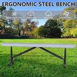 6 Feet Outdoor Steel Bench, Gray Heavy Duty Metal Park Bench for Outside, Weatherproof Dock Bench - Photo 4