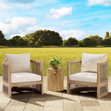 Christopher Knight Home Faine Acacia Wood Outdoor Club Chair Set of 2, Patio Accent Chair with Removable Cushion - Photo 3