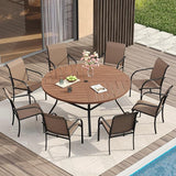 VICLLAX Round Patio Table with Adjustable Umbrella Hole for 8, All Weather Metal Outdoor Dining Table for Lawn Garden - Photo 7