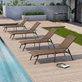 Crestlive Outdoor Chaise Lounge Chair, 5-Position Pool Lounge Chairs with Armrests Sunbathing Recliner for Patio, Beach - Photo 8