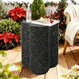 18" Modern Outdoor Side Table, Durable Lightweight MGO Faux Terrazzo Patio Accent Table, Black Coffee Table - Photo 5