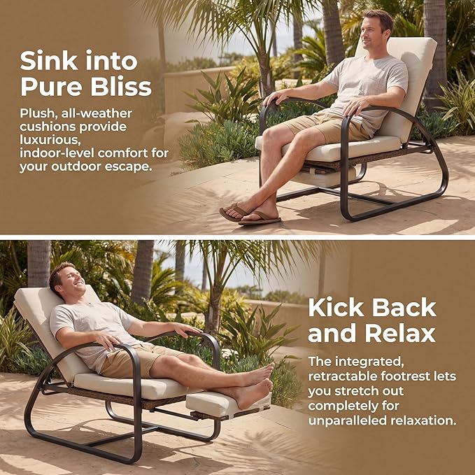 Outdoor Chaise Lounge Chairs Set with Table, 5-Position Adjustable Patio Recliner, Conversation Furniture for Deck, Lawn, Garden, Khaki