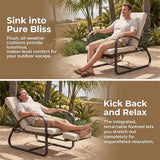 Outdoor Chaise Lounge Chairs Set with Table, 5-Position Adjustable Patio Recliner, Conversation Furniture for Deck, Lawn - Photo 4
