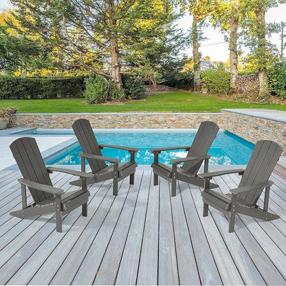 Adirondack Chairs, Plastic Adirondack Chairs Set of 4, All-Weather Resistant, Widely Used in Outdoor, Fire Pit, Deck, Outside, Garden