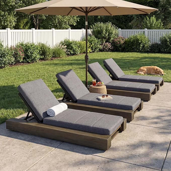 Christopher Knight Home Tory Acacia Wood Chaise Lounge Chair Outdoor Set of 4, Poolside Sun Lounger Recliner - Photo 1